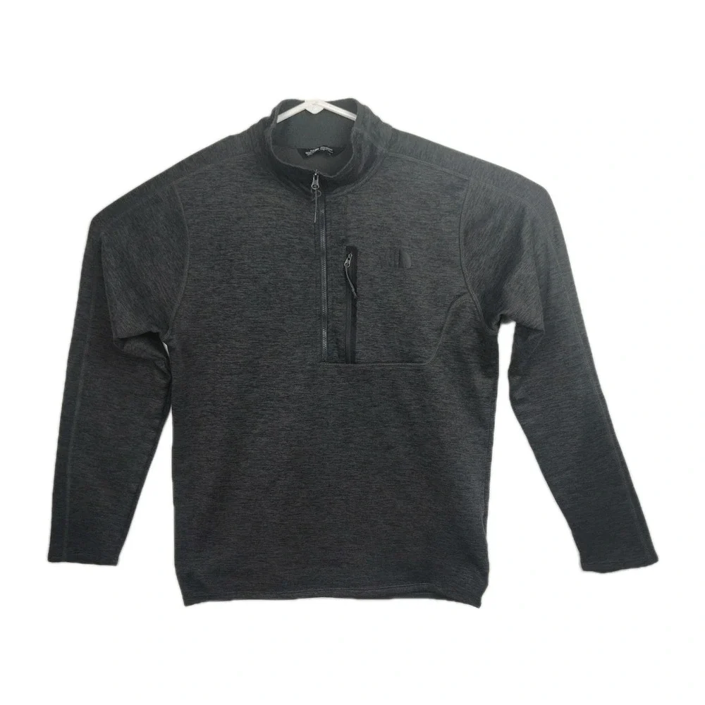 The North Face 1/4-zip‎ Sweatshirt Men's M Gray Logo Pullover Long Sleeves